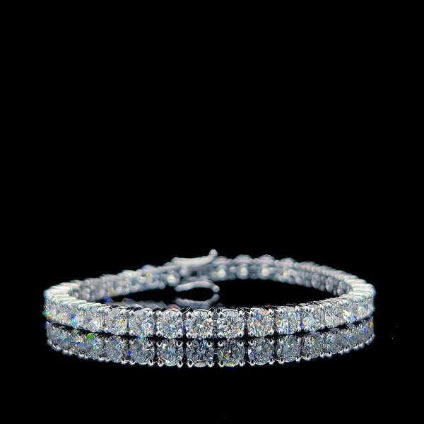 925 Sterling Silver Round Cut CZ Tennis Bracelet | 20g Heavy Weight Luxury Sparkle